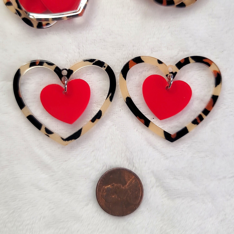 hollow leopard heart dangle 