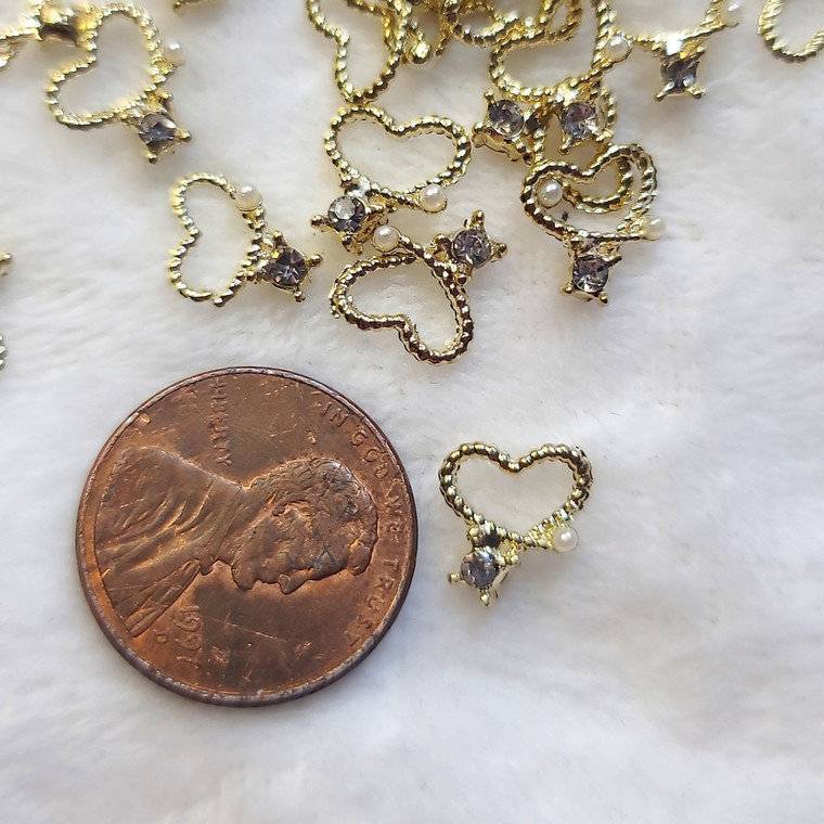 pearl heart charm set