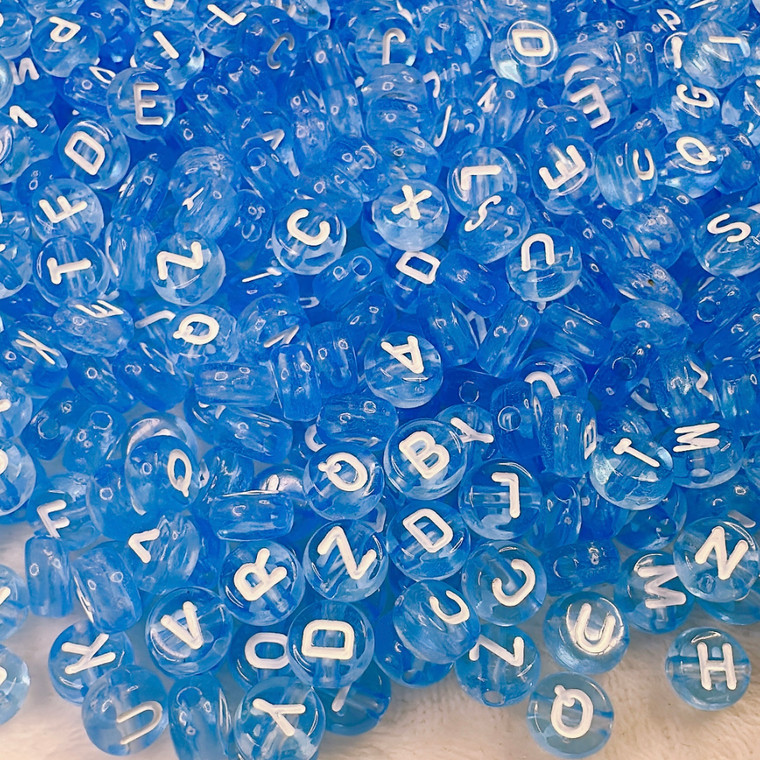 Light blue clear letter beads