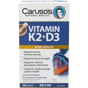 Carusos Nutritional Support Vitamin K2 + D3 60 Caps (nz)