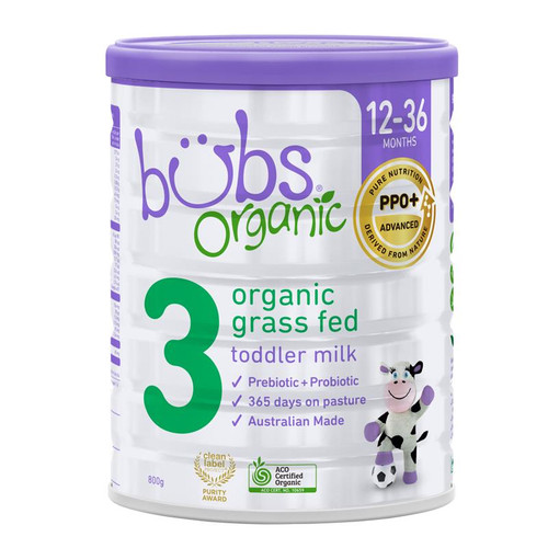 Bubs Organic Grass Fed Toddler S3 Milk 800g X3