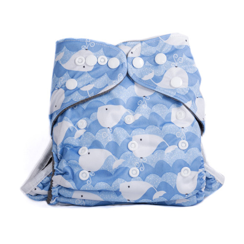 Little Genie Reusable Bamboo Charcoal Pocket Nappy Whale