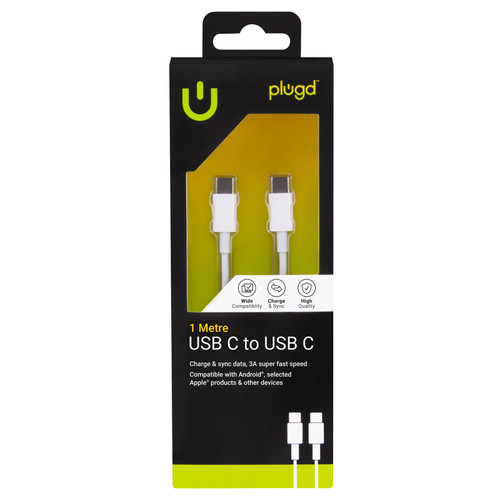 Plugd Charge & Sync Cable Usb C To Usb C 1 Metre