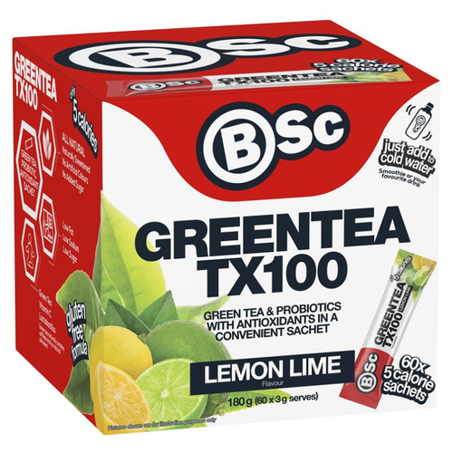 Bsc Green Tea Tx100 Lemon Lime 60 X 3g Serve New