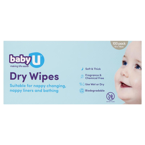 Baby U Dry Wipes 100 Pack