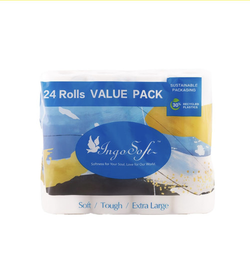 Ingosoft Ch  Toilet Paper 24 Rolls 100% Virgin Wood  Pulp 3 Ply    200 Sheets  Normal Size Ingosoft Ch  Toilet Paper 24 Rolls 100% Virgin Wood  Pulp 3 Ply    200 Sheets  Normal Size