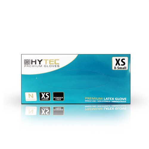 Hytec Natural Latex Gloves Powder Free Xsmall 100pk