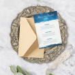 Marine Blue Wedding Menu (Personalised Wedding Menu Printing)
