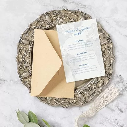 Around the world Wedding Menu (Personalised Wedding Menu Printing)