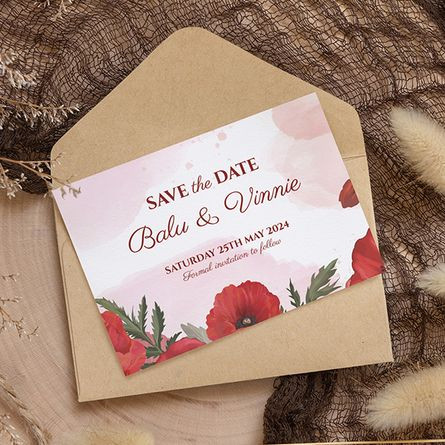 Bright Poppy Save The Date Card (Personalised Save the Date)
