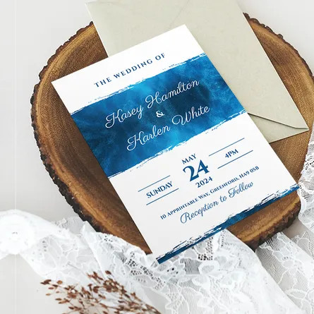 Marine Blue Wedding Invitations (Personalised Wedding Invitations)