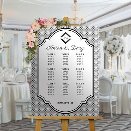 Art Deco Table Seating Plan (Personalised Wedding Table Plans)