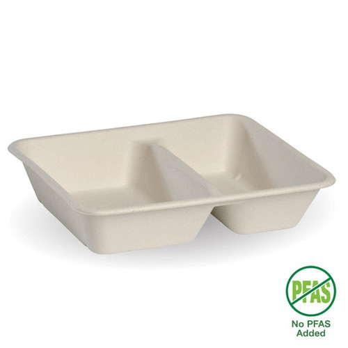 2-Compartment Natural Plant Fibre Takeaway Base