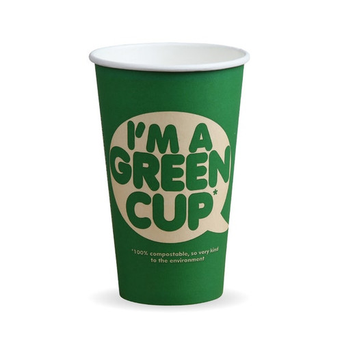 16oz Single Wall "I'm a Green Cup" Hot BioCups