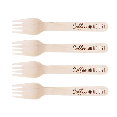 Branded cutlery - disposable wooden forks