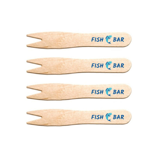 Branded cutlery - disposable wooden chip forks