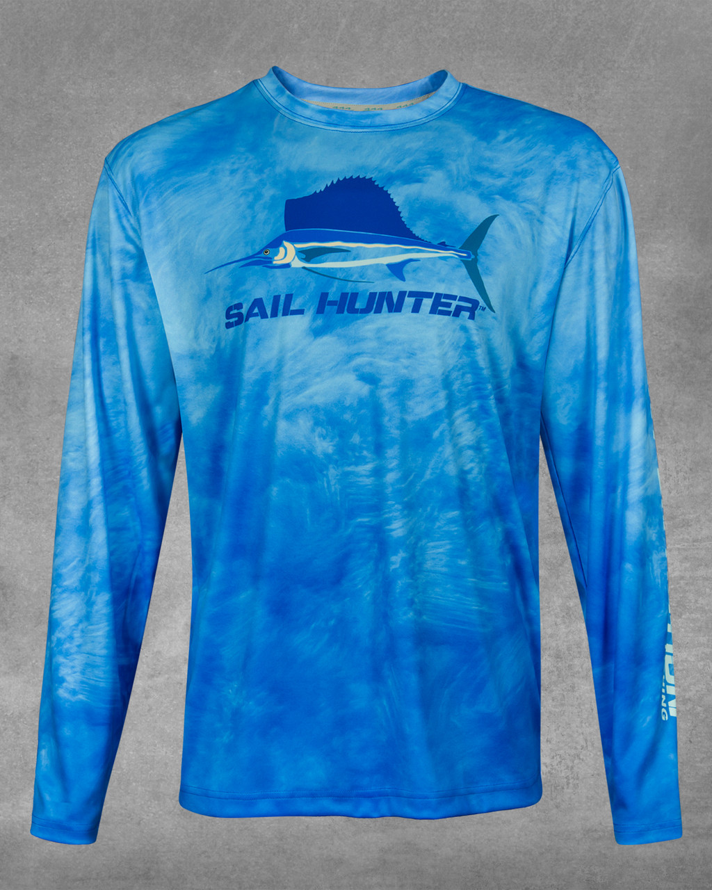 Blue Submersion Fishing Shirt Long Sleeve UV Sun Protection UPF 40