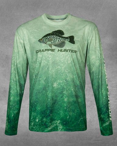 Men's Abyss Green Crappie Hunter UPF 50+ Long Sleeve Performance Shirt