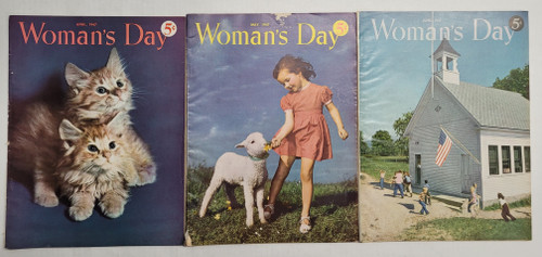 Lot of Three 1947 WOMAN'S DAY MAGAZINES - 5 Cent Covers