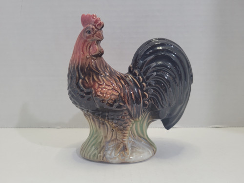 Vintage Ceramic Rooster Figurine in Traditional Colors 5"