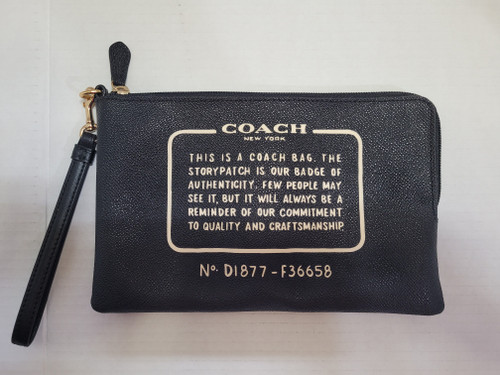 Coach Classic City PVC Black StoryPatch Wristlet D1877 F-36658