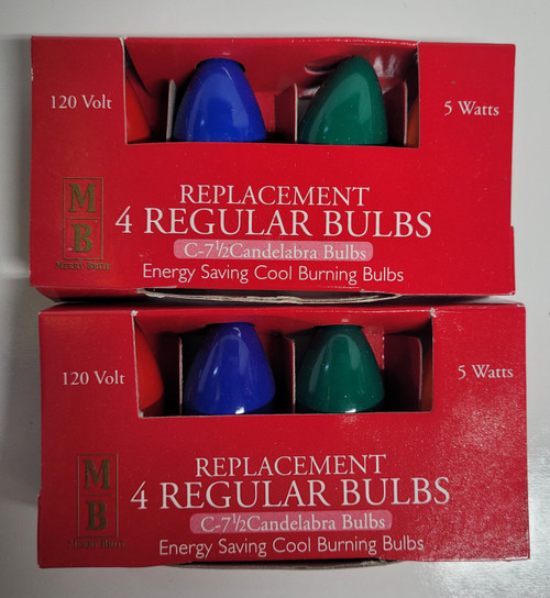 2 4 Packs of C 7 1/2 Incandescent Replacement Bulbs in 4 Color by Merry Brite