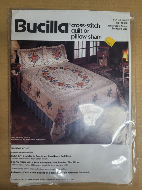 Bucilla Cross-Stitch #40432 ONE PILLOW SHAM STANDARD SIZE "WINDSOR ROSES"