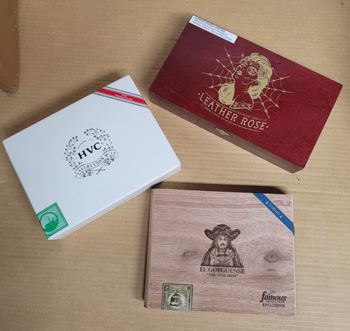 3 unique cigar boxes HVC, TORO PRENSADO, LEATHER ROSE