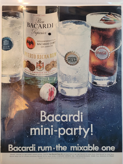 1968 BACARDI RUM: BACARDI MINI-PARTY! Vintage Print Ad - Life Magazine 5/31/68