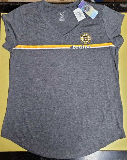 Boston Bruins Women's V-Neck T-Shirt - Brand New With Tags - Large 12/14 - Grey