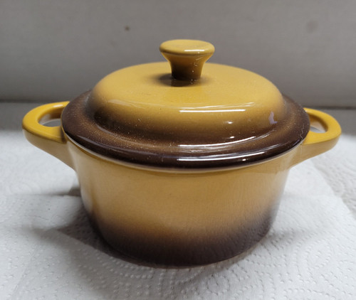 World Market Mini Casserole/crock in Mustard and Brown with matching lid