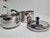 Vintage FARBERWARE DOUBLE BOILER 3 Piece Set Aluminum Clad Stainless Steel 2qt