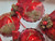 4 Pack of VICTORIA COLLECTION CHRISTMAS ORNAMENTS - RED GLASS WITH GOLD TREES