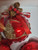 Vintage Set of 4 VICTORIA'S COLLECTION GLASS CHRISTMAS ORNAMENTS - RED AND GOLD