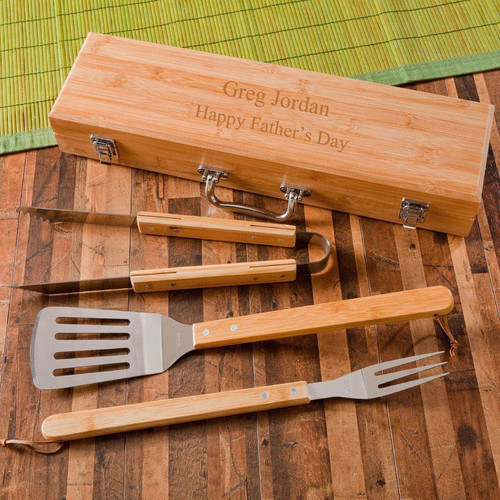 Personalized Grill Set - BBQ Set - Bamboo Case Personalized Grill Set - BBQ Set - Bamboo Case