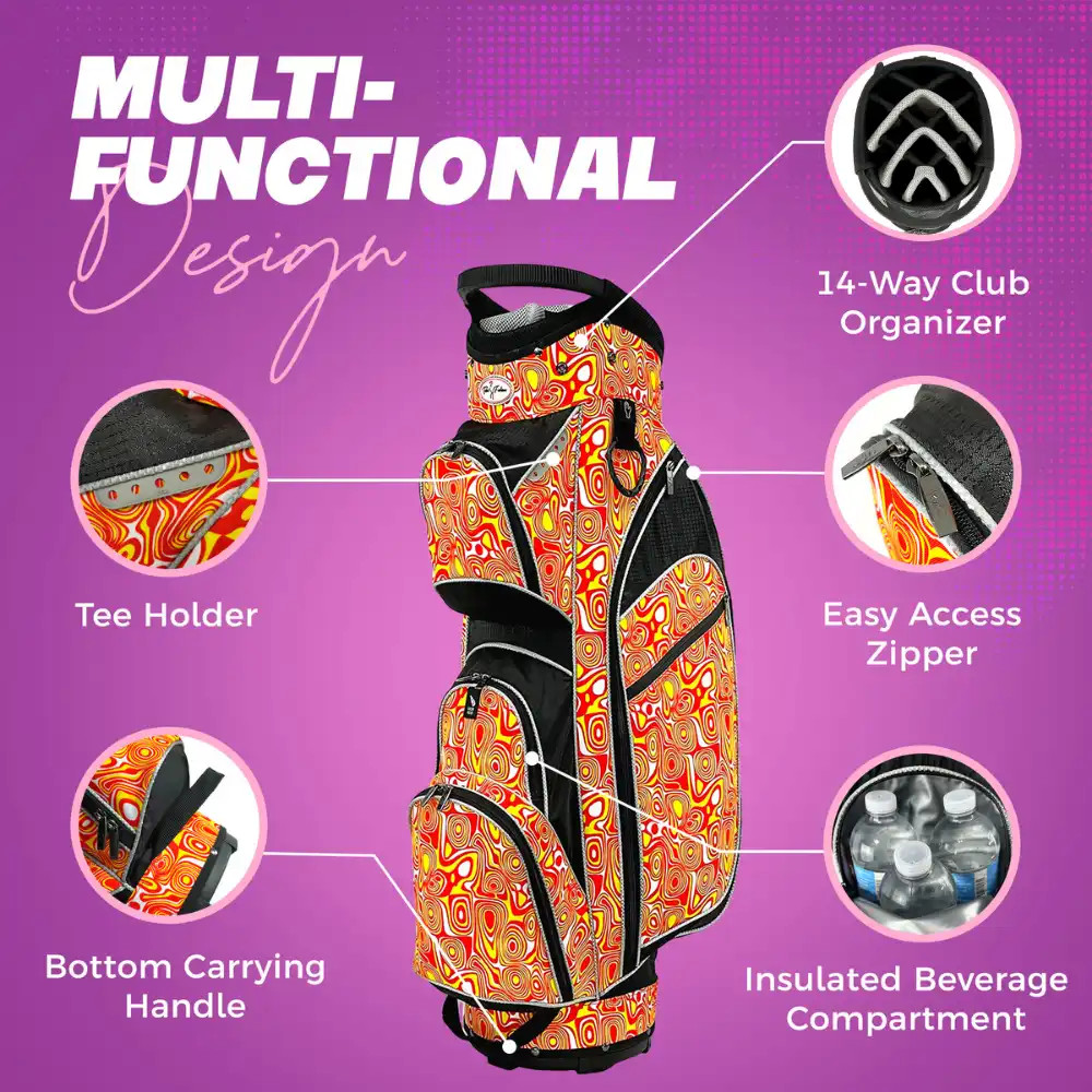Women's 14-Way Golf Cart Bag | Orange Lava | Taboo Fashions