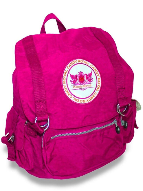 Taboo Fashions Drawstring Canvas Backpack in Breezy Pink is stylish and has the elegant mix of solid diamonds and dots pattern.
