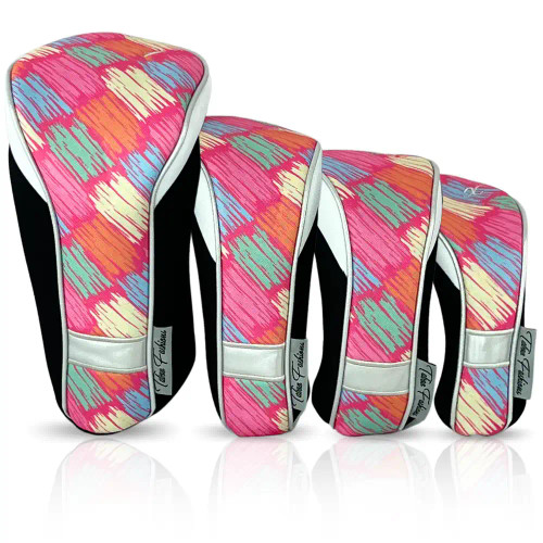 Taboo Fashions Ladies Golf Club Cover Set four stylish contoured head covers Pink Posh