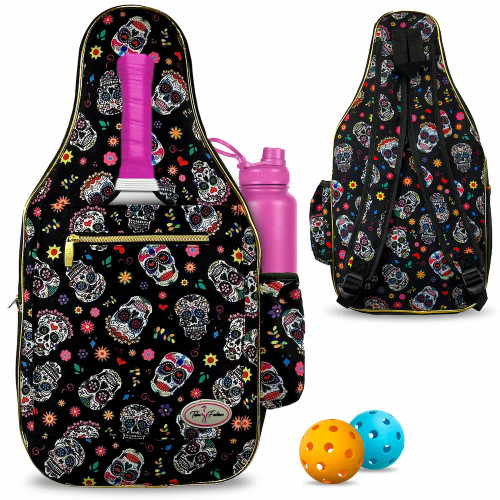 Premium Women's Pickleball Backpack - Sugar Skulls