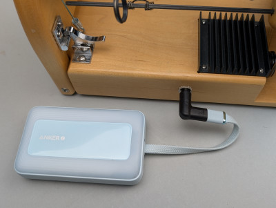 USB-C to 12 volt adapter in use (battery and miniSpinner not included)