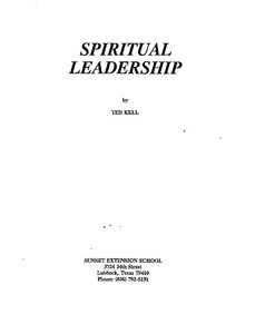 Spiritual Leadership Study Guide Spiritual Leadership Study Guide