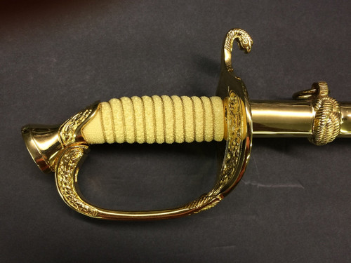 M1858 US Naval Officer’s sword with classic military saber styling for historical naval display.