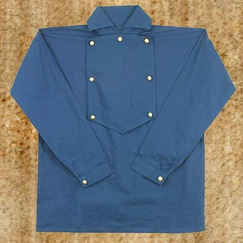 Cotton Cavalry Shirt with brass button bib front