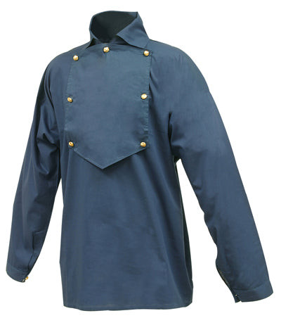 civil war cavalry shirt dark blue cotton bib front brass buttons