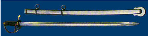 Texas Dragoon Saber with engraved high carbon steel blade and steel scabbard.