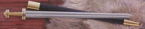 Dark Age Sword with hand forged high carbon steel blade and brass hilt.