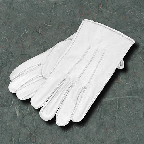 White genuine leather military dress gloves without cuffs