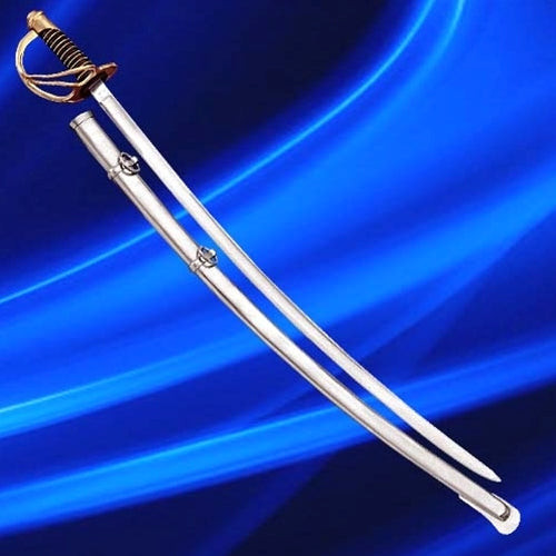 M1860 Light Cavalry Saber with curved steel blade and leather-covered steel sheath
