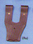 Black leather Zouave bayonet frog with dual belt loops for Civil War reenactment gear.