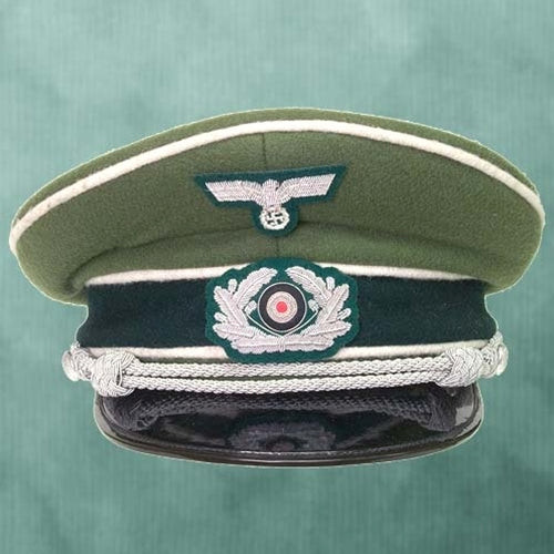German WWII reproduction officer visor cap for historical reenactment.